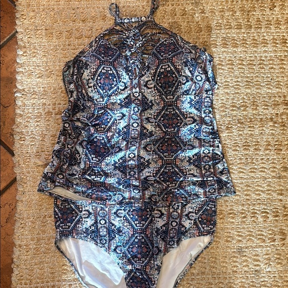 Swimsuits For All Other - Swimsuits For All Blue and White Patterned Swimwear